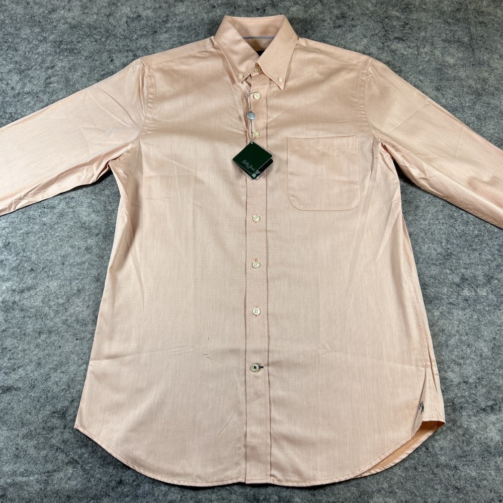 New Bobby Jones Dress Shirt Men's Small Apricot Lined Made In Turkey Business